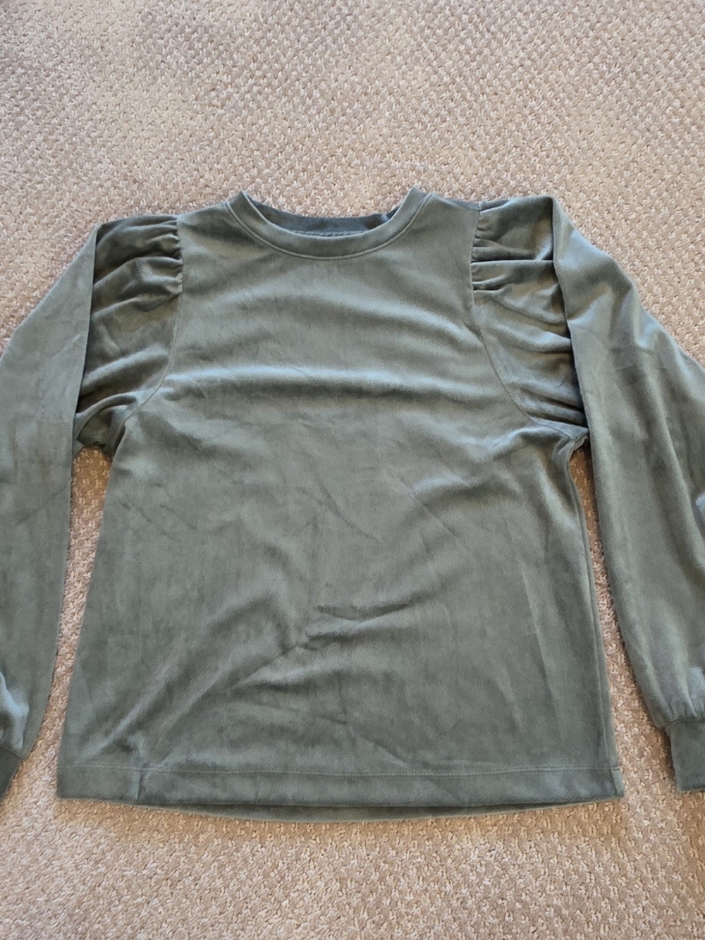 LOFT Olive Green Long Sleeve Velvet Blouse